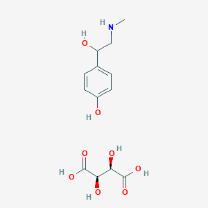 molecular formula C13H19NO8 B086740 (beta-,4-Dihydroxyphenethyl)methylammonium hydrogen (R-(R*,R*))-tartrate CAS No. 136-38-9