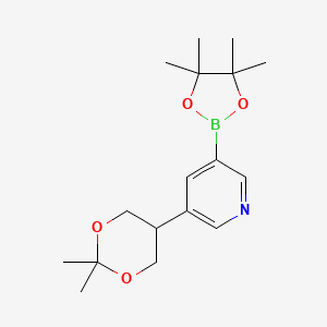 molecular formula C17H26BNO4 B8674023 3-(2,2-Dimethyl-1,3-dioxan-5-yl)-5-(4,4,5,5-tetramethyl-1,3,2-dioxaborolan-2-yl)pyridine 