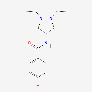 molecular formula C14H20FN3O B8674155 N-(1,2-Diethylpyrazolidin-4-yl)-4-fluorobenzamide CAS No. 70181-00-9