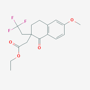 molecular formula C17H19F3O4 B8674512 Ethyl 2-(6-methoxy-1-oxo-2-(2,2,2-trifluoroethyl)-1,2,3,4-tetrahydronaphthalen-2-yl)acetate 