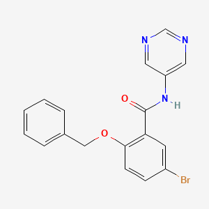 molecular formula C18H14BrN3O2 B8675311 5-bromo-2-phenylmethoxy-N-pyrimidin-5-ylbenzamide 