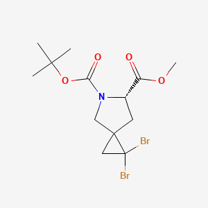 molecular formula C13H19Br2NO4 B8676255 5-Azaspiro[2.4]heptane-5,6-dicarboxylic acid, 1,1-dibroMo-, 5-(1,1-diMethylethyl) 6-Methyl ester, (6S)- 