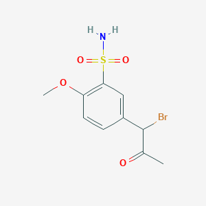 molecular formula C10H12BrNO4S B8676308 5-(1-Bromo-2-oxopropyl)-2-methoxybenzene-1-sulfonamide CAS No. 593960-46-4