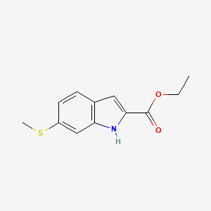 molecular formula C12H13NO2S B8676424 ethyl 6-methylsulfanyl-1H-indole-2-carboxylate 