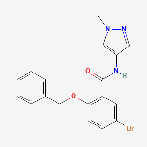 molecular formula C18H16BrN3O2 B8676602 5-bromo-N-(1-methylpyrazol-4-yl)-2-phenylmethoxybenzamide 