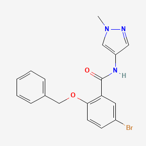 molecular formula C18H16BrN3O2 B8676602 5-Bromo-N-(1-methyl-1H-pyrazol-4-yl)-2-[(phenylmethyl)oxy]benzamide 