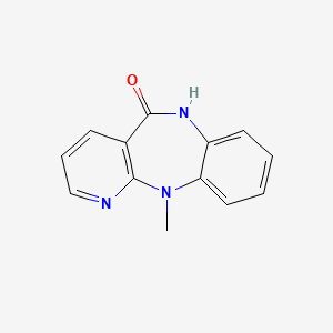 molecular formula C13H11N3O B8676610 5H-Pyrido(2,3-b)(1,5)benzodiazepin-5-one, 6,11-dihydro-11-methyl- CAS No. 132686-74-9