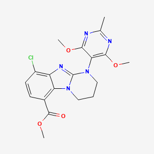 molecular formula C19H20ClN5O4 B8676626 Methyl 9-chloro-1-(4,6-dimethoxy-2-methylpyrimidin-5-yl)-1,2,3,4-tetrahydropyrimido[1,2-a]benzimidazole-6-carboxylate 