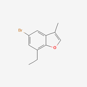 molecular formula C11H11BrO B8676873 5-Bromo-7-ethyl-3-methyl-1-benzofuran CAS No. 797784-51-1