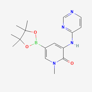 molecular formula C16H21BN4O3 B8677219 1-methyl-3-(pyrimidin-4-ylamino)-5-(4,4,5,5-tetramethyl-1,3,2-dioxaborolan-2-yl)pyridin-2(1H)-one 