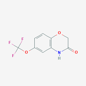 molecular formula C9H6F3NO3 B8677321 6-[(trifluoromethyl)oxy]-2H-1,4-benzoxazin-3(4H)-one 
