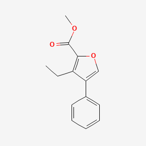 molecular formula C14H14O3 B8677414 Methyl 3-ethyl-4-phenylfuran-2-carboxylate 