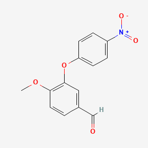molecular formula C14H11NO5 B8677456 Benzaldehyde, 4-methoxy-3-(4-nitrophenoxy)- CAS No. 143551-87-5