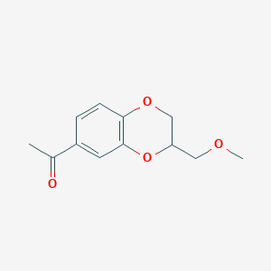 molecular formula C12H14O4 B8677511 1-[3-(Methoxymethyl)-2,3-dihydro-1,4-benzodioxin-6-yl]ethan-1-one CAS No. 225927-73-1