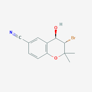 molecular formula C12H12BrNO2 B8677622 trans-2,2-Dimethyl-3-bromo-6-cyanochroman-4-ol 