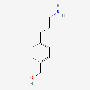 molecular formula C10H15NO B8678149 Benzenemethanol, 4-(3-aminopropyl)- 