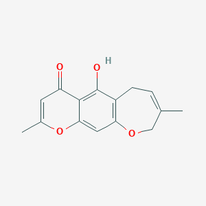 molecular formula C15H14O4 B086782 5-Hydroxy-2,8-dimethyl-6,9-dihydropyrano[3,2-h][1]benzoxepin-4-one CAS No. 14729-11-4