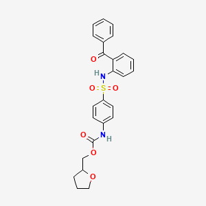 molecular formula C25H24N2O6S B8678355 Carbamic acid, [4-[[(2-benzoylphenyl)amino]sulfonyl]phenyl]-, (tetrahydro-2-furanyl)methyl ester 