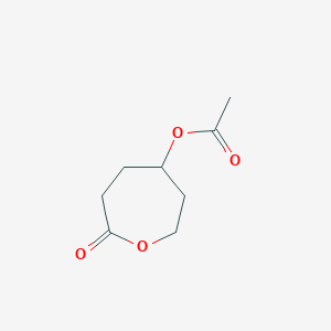 molecular formula C8H12O4 B8678378 2-Oxepanone, 5-(acetyloxy)- CAS No. 149427-83-8