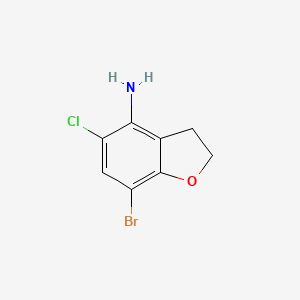molecular formula C8H7BrClNO B8678686 7-Bromo-5-chloro-2,3-dihydro-1-benzofuran-4-amine CAS No. 164787-52-4