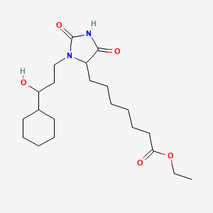 Ethyl 3-(3-cyclohexyl-3-hydroxypropyl)-2,5-dioxoimidazolidine-4-heptanoate