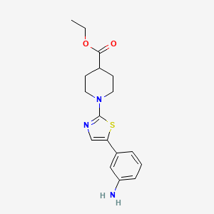 molecular formula C17H21N3O2S B8679670 Ethyl 1-[5-(3-aminophenyl)-1,3-thiazol-2-yl]piperidine-4-carboxylate 