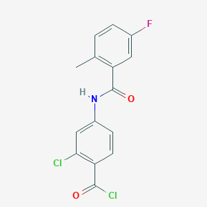 molecular formula C15H10Cl2FNO2 B8679723 Benzoyl chloride, 2-chloro-4-[(5-fluoro-2-methylbenzoyl)amino]- CAS No. 168080-80-6