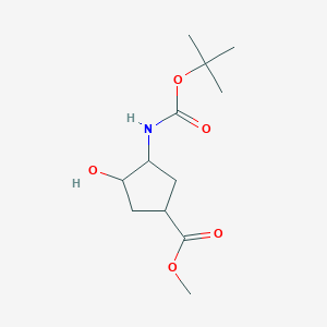 molecular formula C12H21NO5 B8679738 methyl (1R,3S,4S)-3-{[(tert-butoxy)carbonyl]amino}-4-hydroxycyclopentane-1-carboxylate 