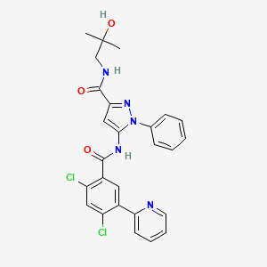 5-(2,4-dichloro-5-(pyridin-2-yl)benzamido)-N-(2-hydroxy-2-methylpropyl)-1-phenyl-1H-pyrazole-3-carboxamide
