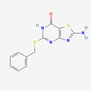 molecular formula C12H10N4OS2 B8680194 2-Amino-5-[(phenylmethyl)thio]thiazolo[4,5-d]pyrimidin-7(4H)-one 