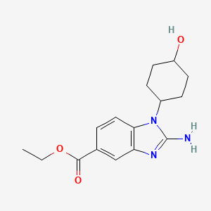 molecular formula C16H21N3O3 B8680442 Ethyl 2-amino-1-(trans-4-hydroxycyclohexyl)-1H-benzimidazole-5-carboxylate 