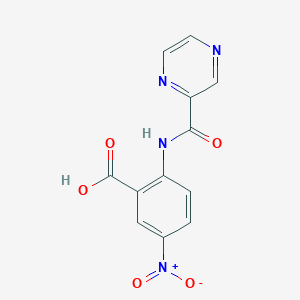molecular formula C12H8N4O5 B8681684 5-nitro-2-(pyrazine-2-carbonylamino)benzoic acid 