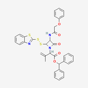 molecular formula C36H31N3O5S3 B8681702 BENZHYDRYL 2-(BENZOTHIAZOL-2-YLDITHIO)-ALPHA-(ISOPROPENYL)-4-OXO-3-[(PHENOXYACETYL)AMINO]AZETIDINE-1-ACETATE CAS No. 61585-90-8