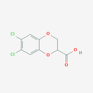 molecular formula C9H6Cl2O4 B8682314 6,7-Dichloro-1,4-benzodioxan-2-carboxylic acid 