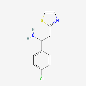 molecular formula C11H11ClN2S B8682341 1-(4-Chlorophenyl)-2-(thiazol-2-yl)ethanamine 
