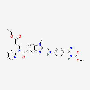 molecular formula C29H31N7O5 B8682553 Ethyl 3-(2-(((4-(N-(methoxycarbonyl)carbamimidoyl)phenyl)amino)methyl)-1-methyl-N-(pyridin-2-YL)-1H-benzo[D]imidazole-5-carboxamido)propanoate 