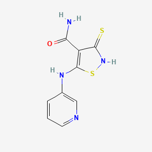 molecular formula C9H8N4OS2 B8682580 3-Mercapto-5-(pyridin-3-ylamino)-isothiazole-4-carboxylic acid amide CAS No. 651305-79-2