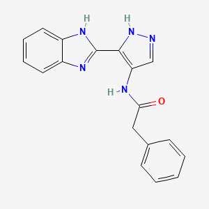 molecular formula C18H15N5O B8682635 N-(3-(1H-Benzo[d]imidazol-2-yl)-1H-pyrazol-4-yl)-2-phenylacetamide CAS No. 825615-97-2