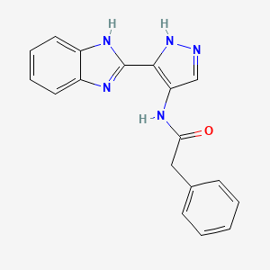 molecular formula C18H15N5O B8682635 N-[3-(2H-Benzimidazol-2-ylidene)-2,3-dihydro-1H-pyrazol-4-yl]-2-phenylacetamide CAS No. 825615-97-2