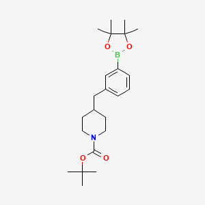 molecular formula C23H36BNO4 B8682695 1,1-Dimethylethyl 4-{[3-(4,4,5,5-tetramethyl-1,3,2-dioxaborolan-2-yl)phenyl]methyl}-1-piperidinecarboxylate 
