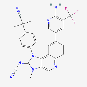 Cyanamide, N-[8-[6-amino-5-(trifluoromethyl)-3-pyridinyl]-1-[4-(1-cyano-1-methylethyl)phenyl]-1,3-dihydro-3-methyl-2H-imidazo[4,5-c]quinolin-2-ylidene]-