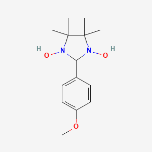 molecular formula C14H22N2O3 B8683852 2-(4-Methoxyphenyl)-4,4,5,5-tetramethylimidazolidine-1,3-diol CAS No. 41359-25-5