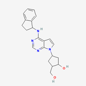 molecular formula C21H24N4O2 B8683890 Cyclopentanemethanol, 4-[4-[[(1s)-2,3-dihydro-1h-inden-1-yl]amino]-7h-pyrrolo[2,3-d]pyrimidin-7-yl]-2-hydroxy-, (1s,2s,4r)- 