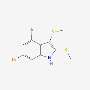 molecular formula C10H9Br2NS2 B8684653 4,6-Dibromo-2,3-bis(methylsulfanyl)-1H-indole CAS No. 128351-85-9