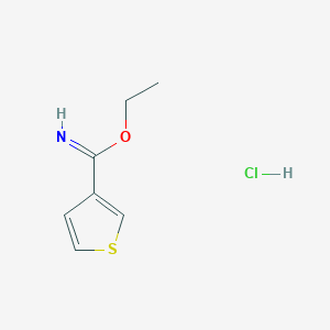 molecular formula C7H10ClNOS B8684708 thiophene-3-carboximidic acid ethyl ester; hydrochloride CAS No. 54610-58-1