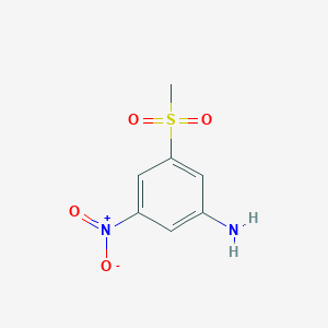 molecular formula C7H8N2O4S B8685328 Benzenamine, 3-(methylsulfonyl)-5-nitro- CAS No. 62605-97-4
