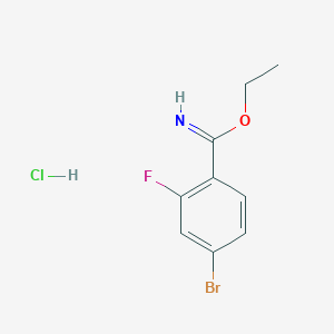 molecular formula C9H10BrClFNO B8685337 4-Bromo-2-fluoro-benzimidic acid ethyl ester hydrochloride 