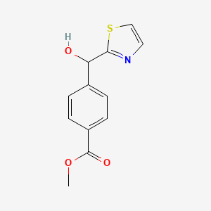 molecular formula C12H11NO3S B8685366 Methyl 4-(hydroxy(thiazol-2-yl)methyl)benzoate 