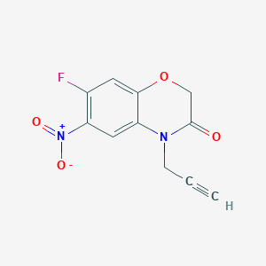 molecular formula C11H7FN2O4 B8685439 7-Fluoro-6-nitro-4-(prop-2-yn-1-yl)-2H-1,4-benzoxazin-3(4H)-one CAS No. 103361-40-6