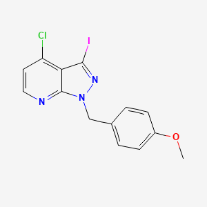 molecular formula C14H11ClIN3O B8685580 4-chloro-3-iodo-1-[(4-methoxyphenyl)methyl]-1H-pyrazolo[3,4-b]pyridine CAS No. 949558-31-0